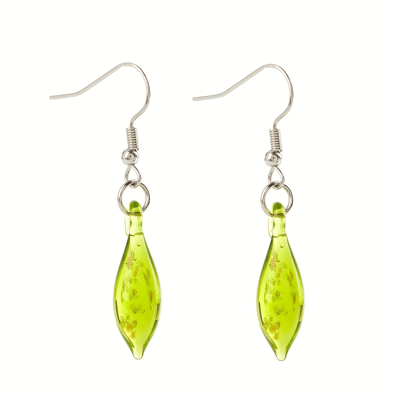 Women's Unique Teardrop Glass Pendant Earrings, Handmade